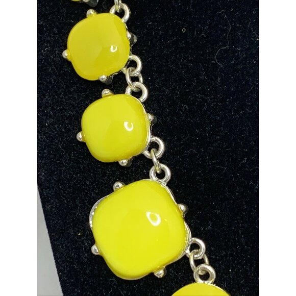 Vintage Silver Tone & Yellow Stone Statement Collar Necklace (1918) - Picture 2 of 7